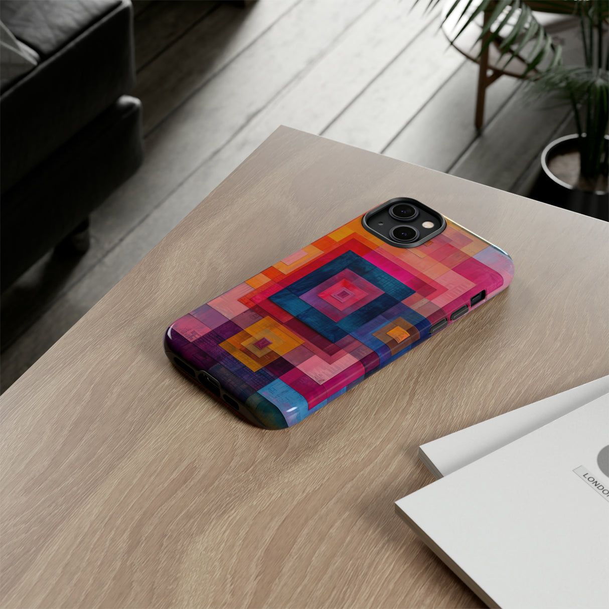 Center-Out Pastel Squares - Protective Phone Case