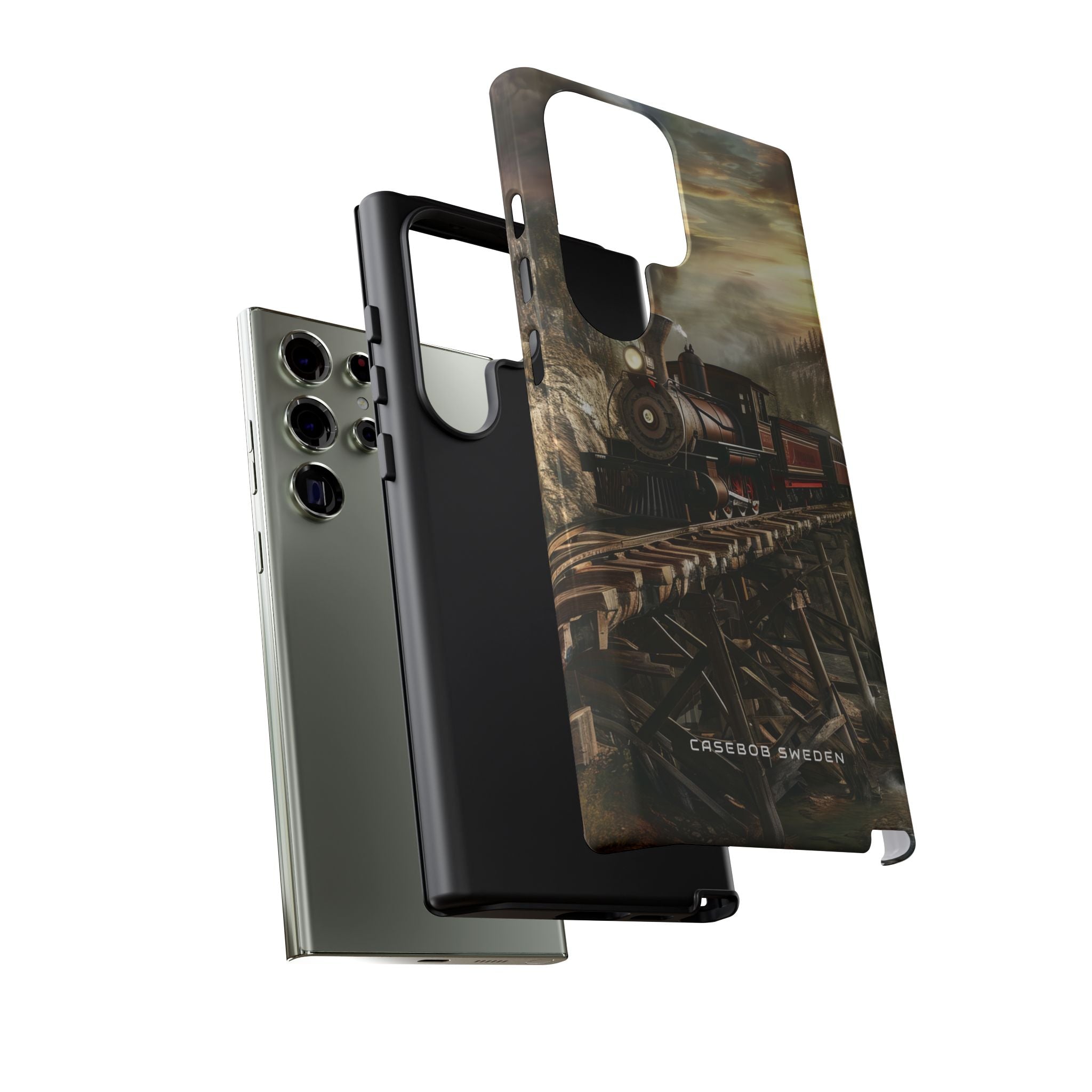 Vintage Steam Train Crossing Mountain Bridge Samsung S23 - Tough Phone Case