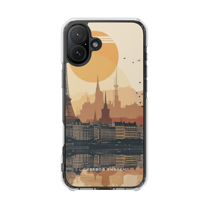 Eiffel Tower Silhouette with Birds and Sun Reflection iPhone 16 - Clear Impact Phone Case