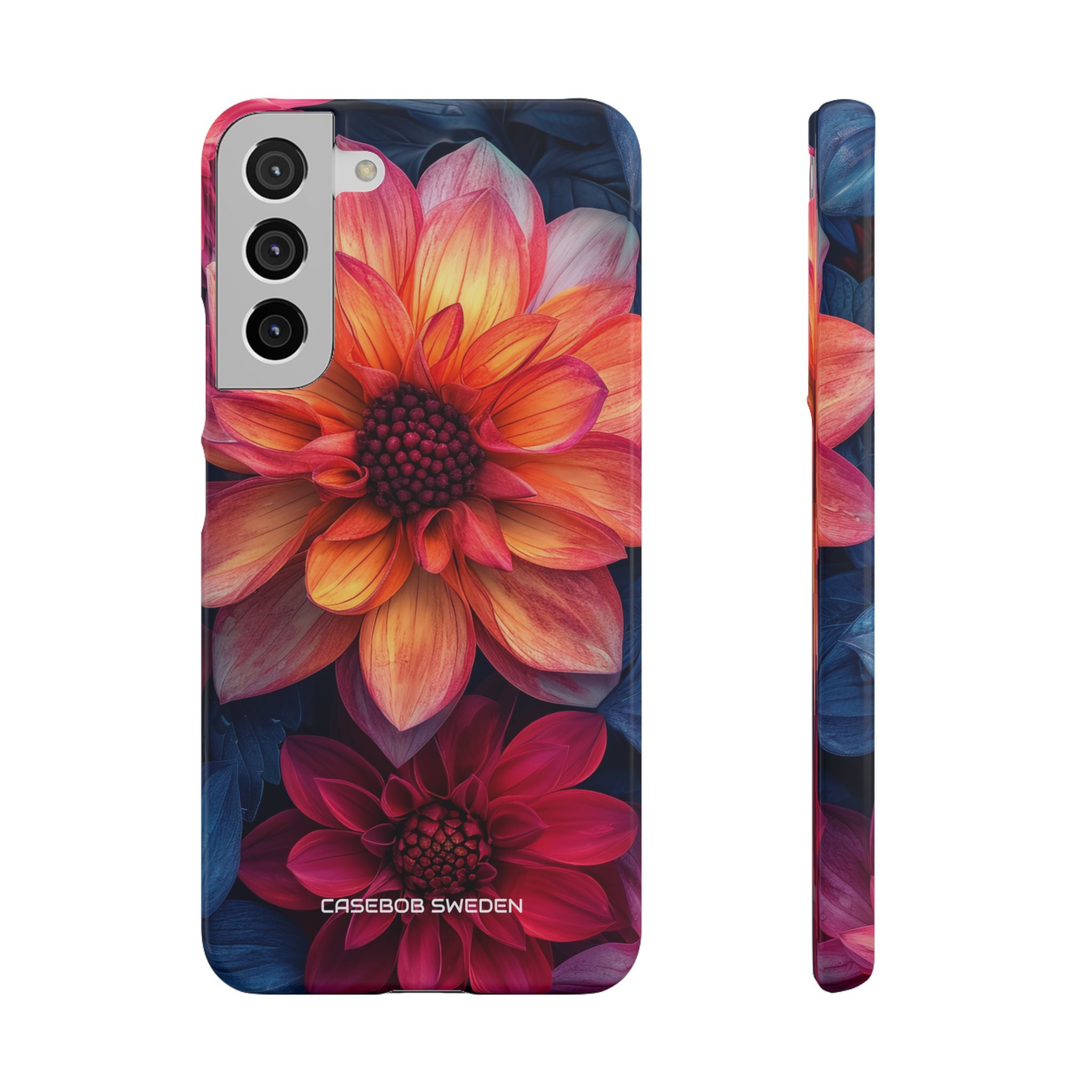 Floral Harmony Orange Blue - Slim Samsung S22 Phone Case