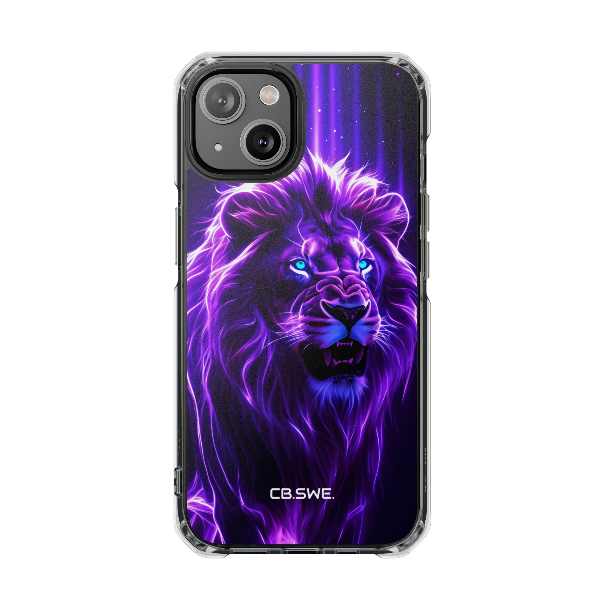 Vibrant Neon Lion Artwork Mystical Atmosphere Mobile Wallpaper iPhone 14 - Impact Clear+