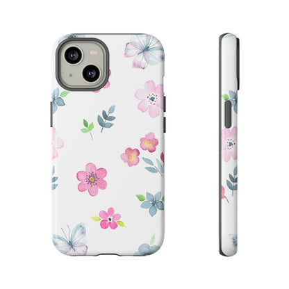 Vintage flowers and butterflies iPhone case - Protective Phone Case