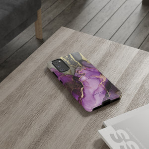 Purple Marble & Gold Phone - Protective Phone Case