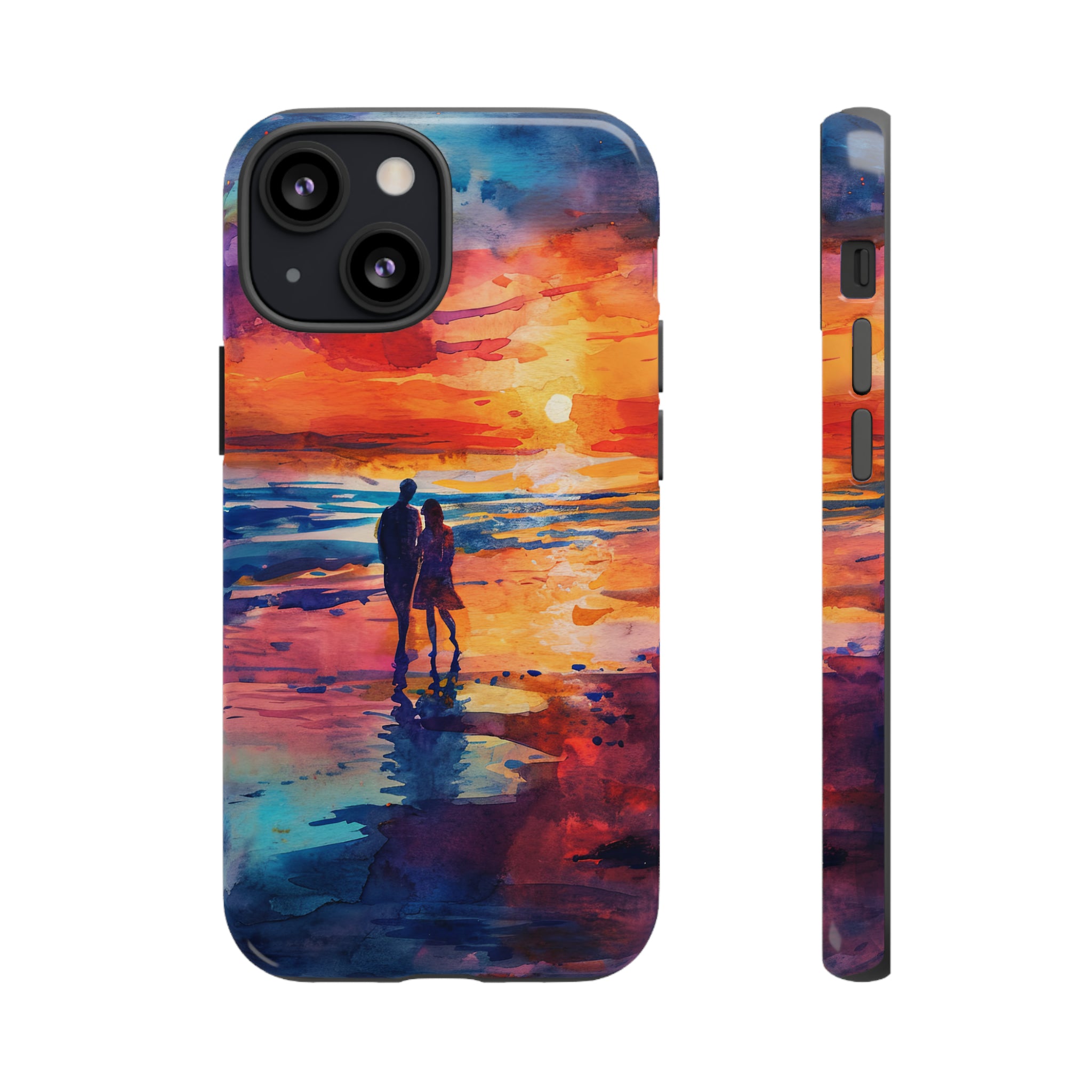 Beach Sunset Love Silhouettes - Protective Phone Case