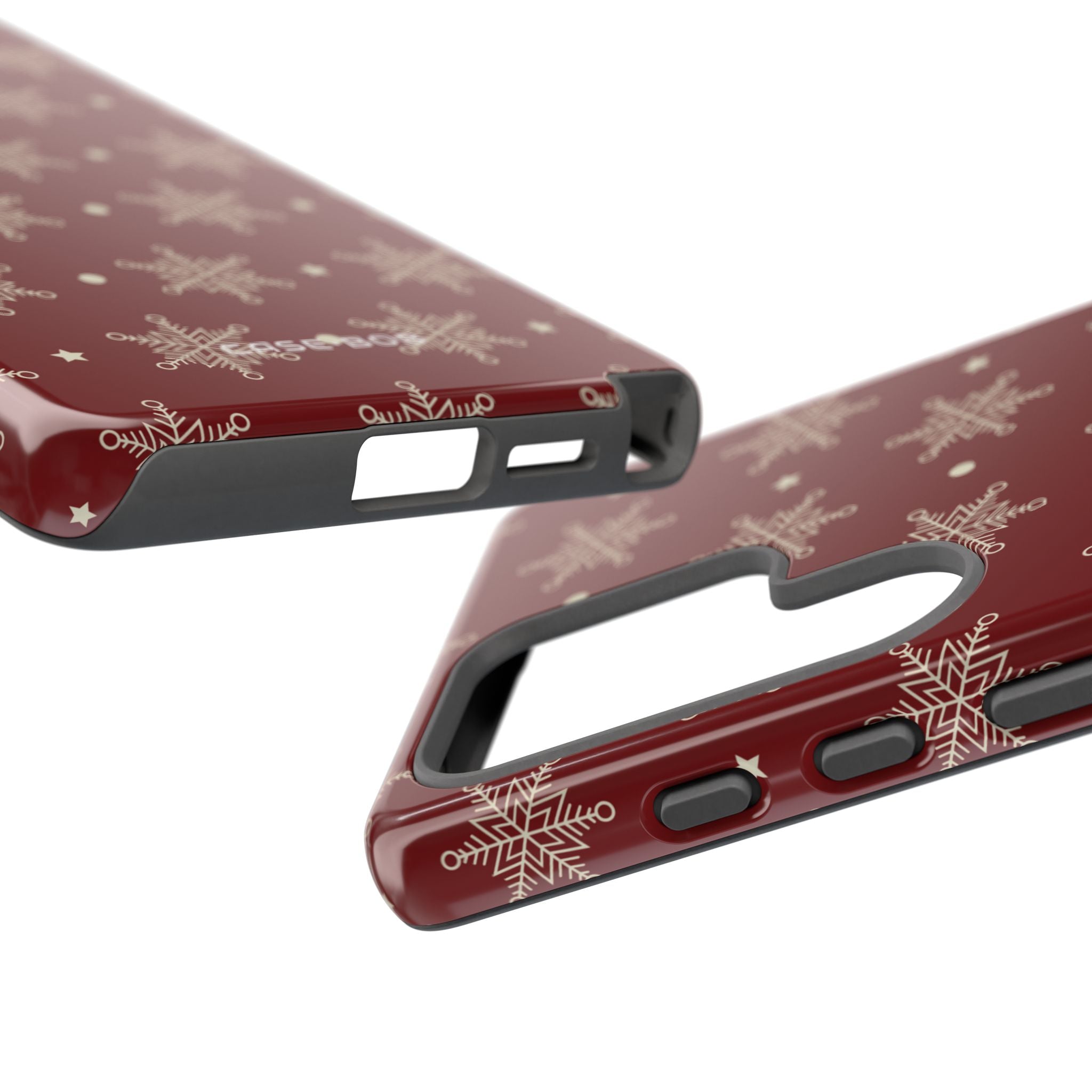 Cream Snowflake Crimson Samsung S25 Ultra Case - Tough