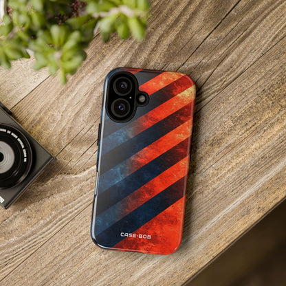 Diagonal Stripes Blaze iPhone 16 Plus Case - Tough
