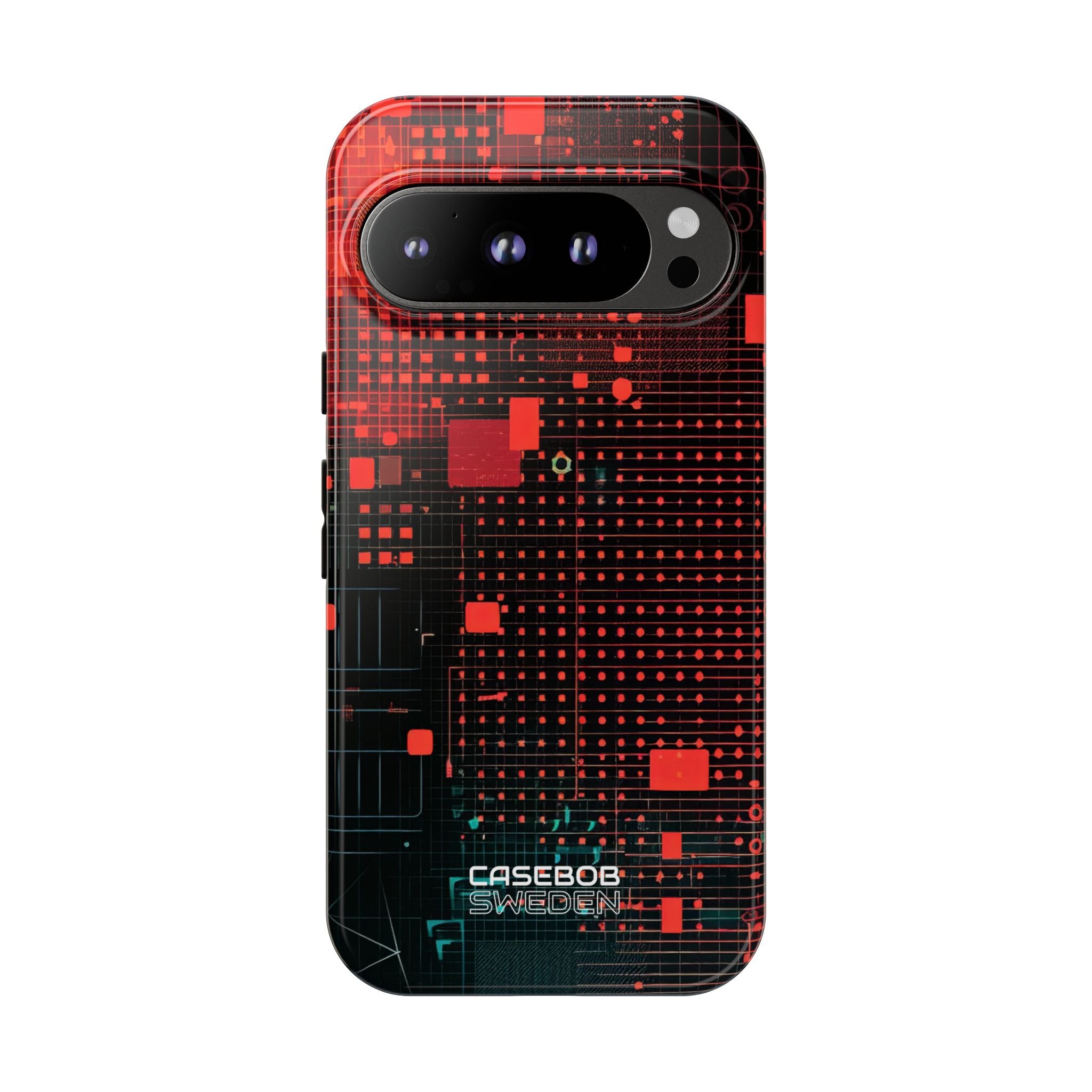 Crimson Circuit Grid Google Pixel 9 - Tough
