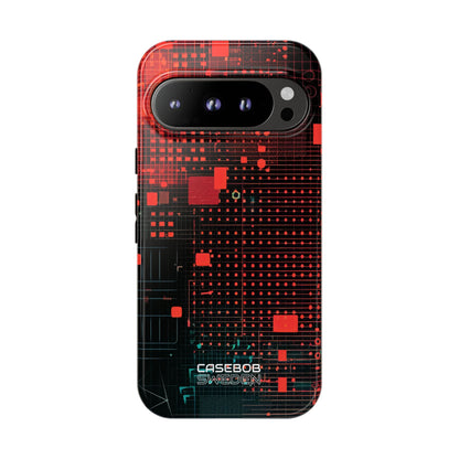 Crimson Circuit Grid Google Pixel 9 - Tough
