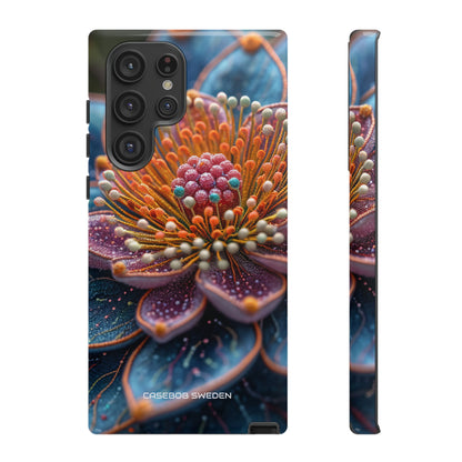 Blue-Orange Floral Swirl - Tough Samsung S22 Phone Case