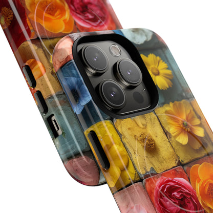 Vibrant Floral Tiles - Tough + MagSafe® iPhone 14 Phone Case