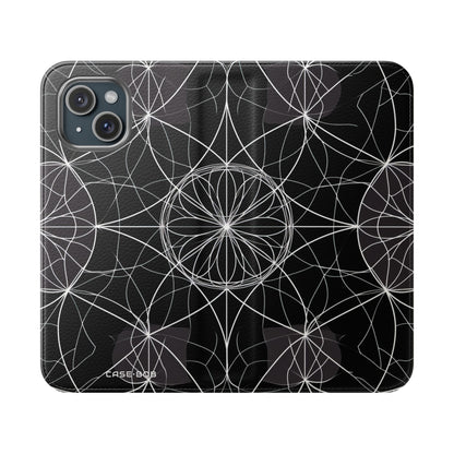 White Mandala Radiance - iPhone 15 Case - Wallet