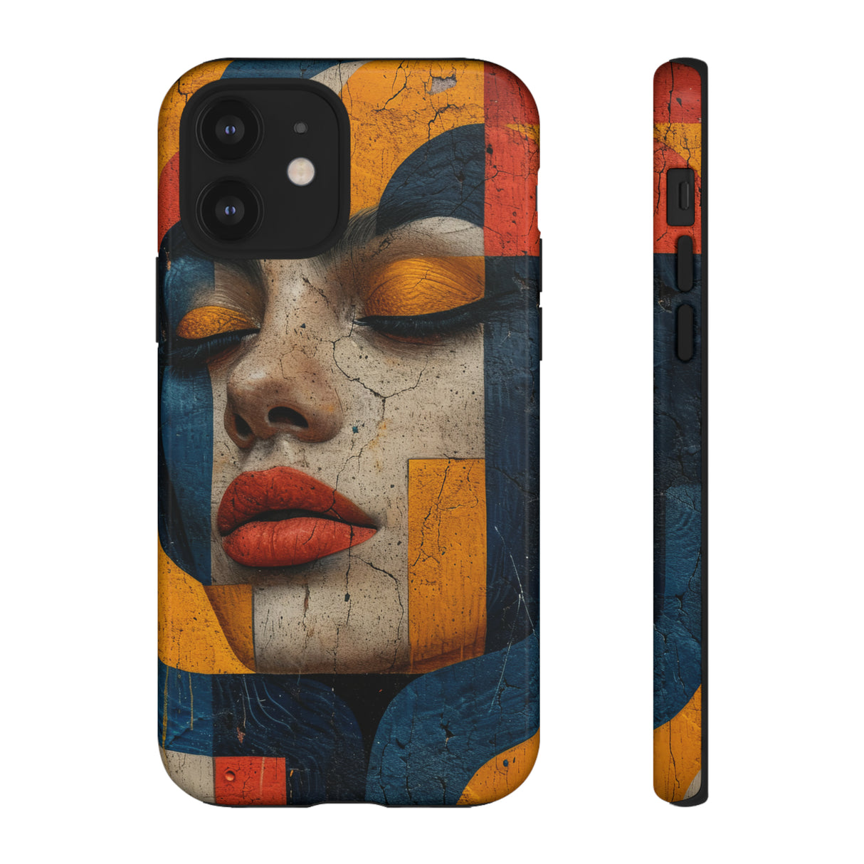 Blue Lady's Geometric Elegance - Protective Phone Case