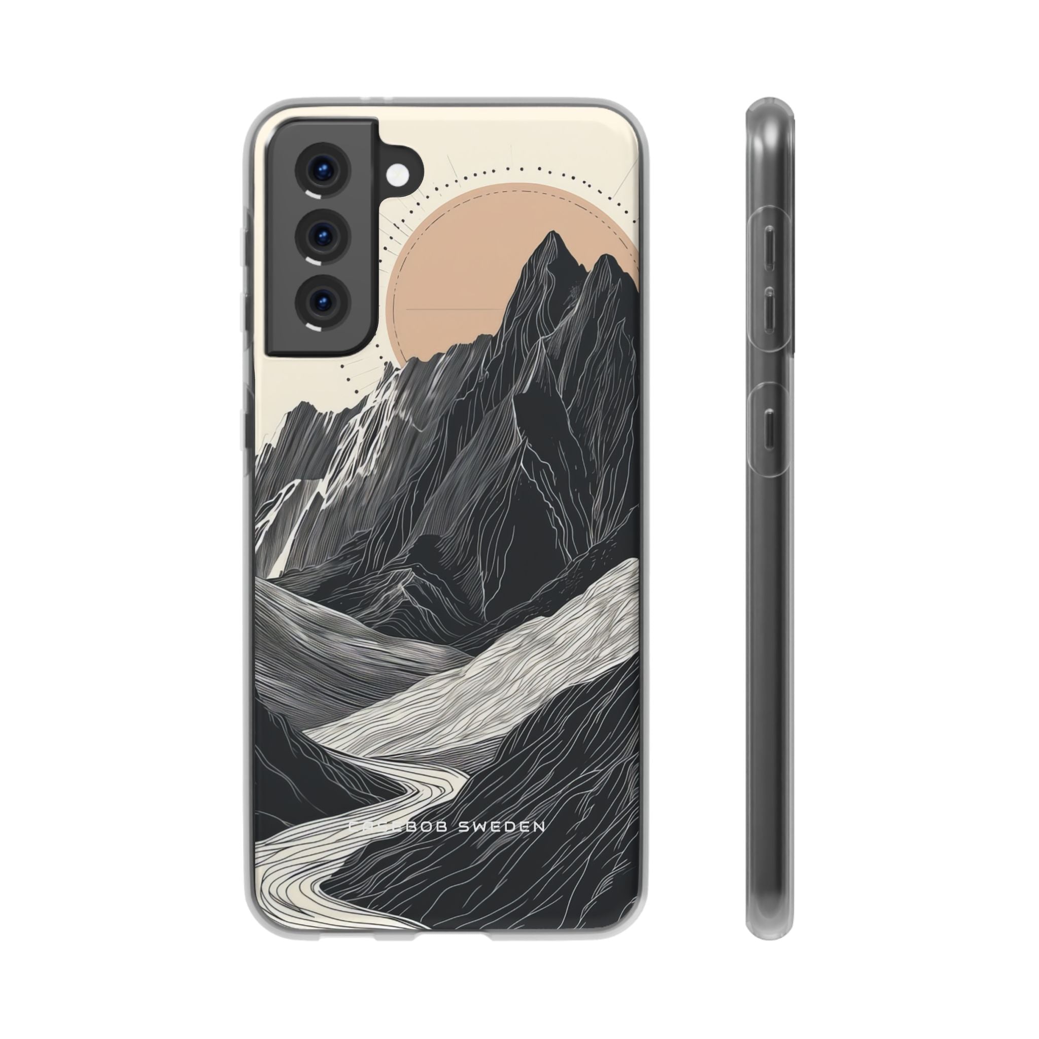 Minimalist Mountain Landscape with Flowing River Samsung S21 - Flexi Phone Case