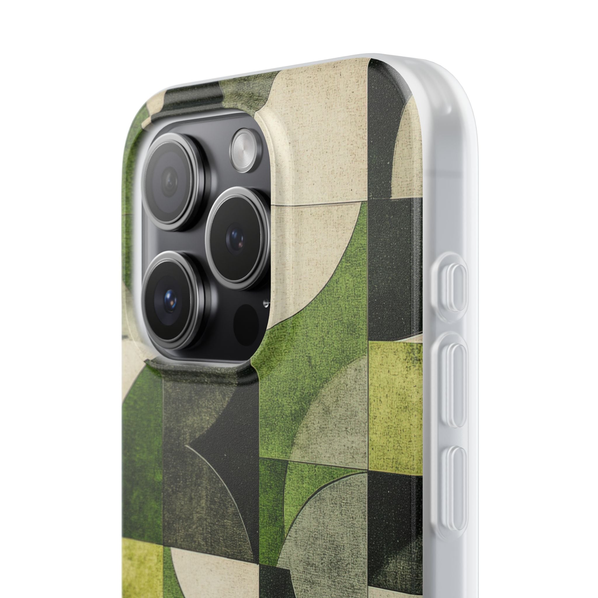 Green Geometric Harmony - Flexi iPhone 15 Phone Case