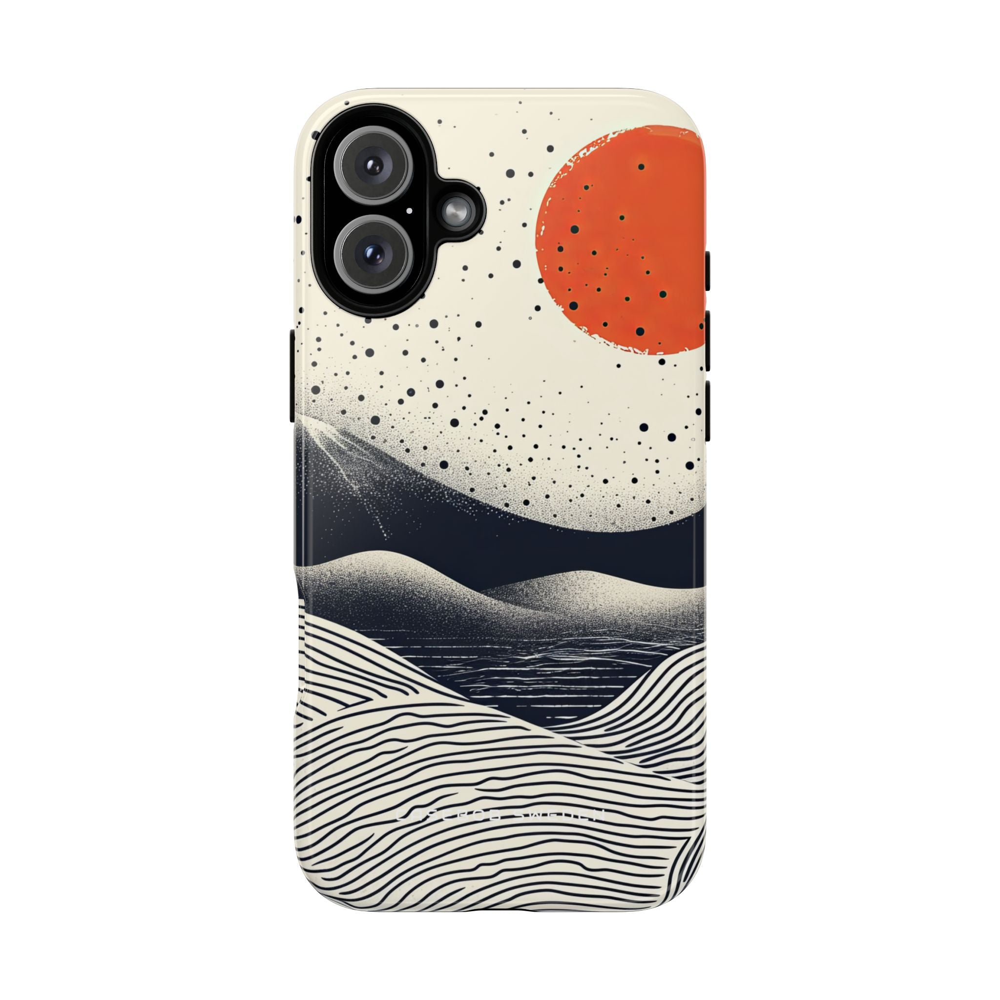 Red Sun Over Flowing Horizons iPhone 16 - Tough Phone Case