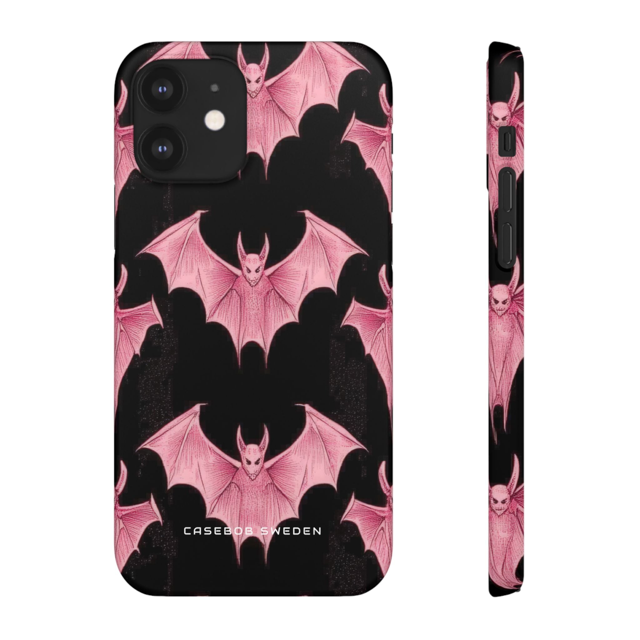 Gothic Pink Bats Aflame iPhone 12 - Slim Phone Case