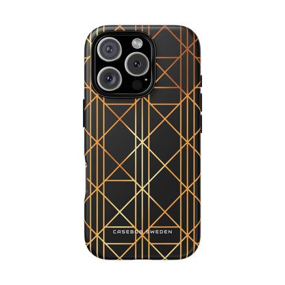 Golden Geometric Elegance iPhone 16 - Tough Phone Case