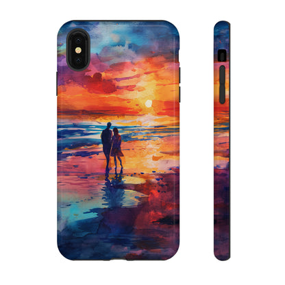 Beach Sunset Love Silhouettes - Protective Phone Case