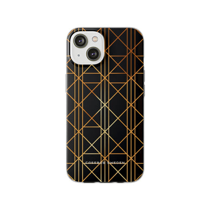 Golden Geometric Elegance iPhone 14 - Flexi Phone Case