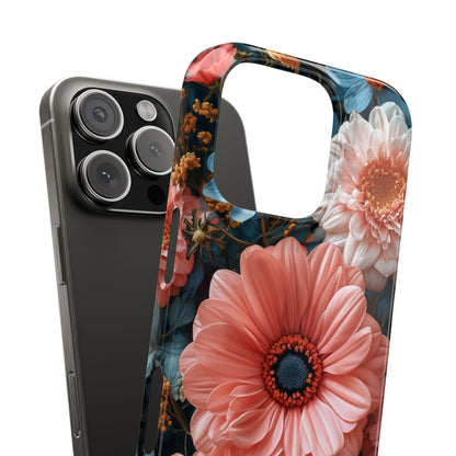 Coral Teal Blooms - Slim iPhone 16 Phone Case