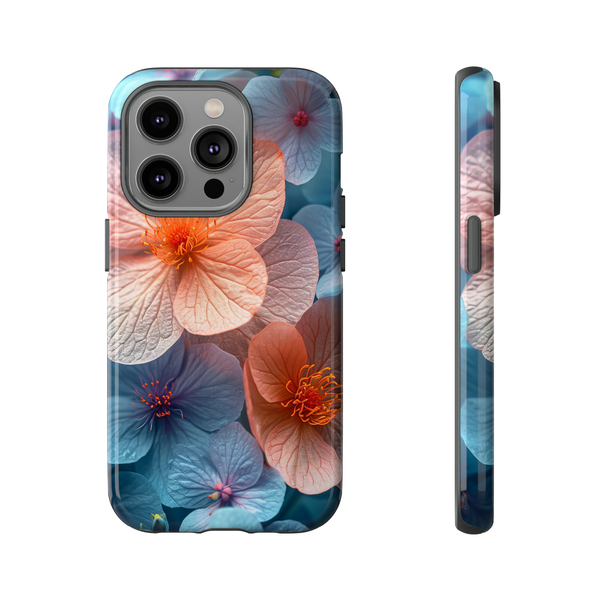 Hellblaue Floral Serenity - Schutzhülle fürs Handy