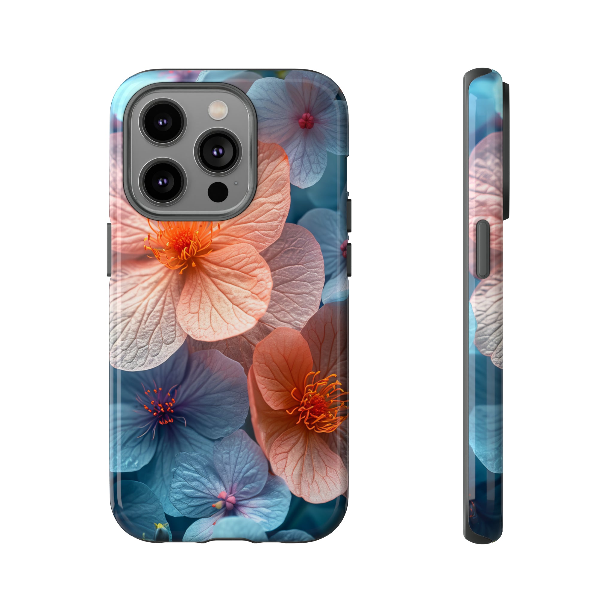 Bright Blue Floral Serenity - Protective Phone Case