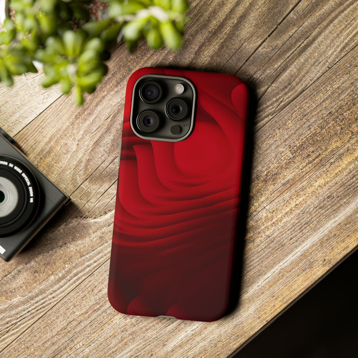 Red Center Waves - Protective Phone Case