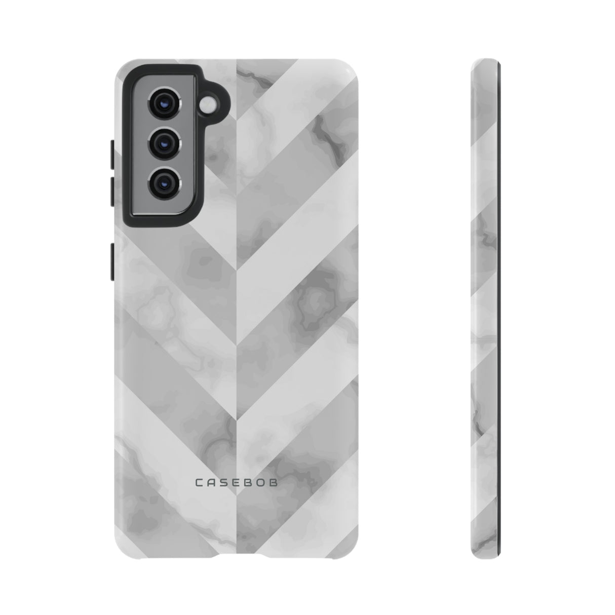 White Herringbone - Protective Phone Case