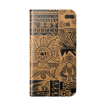 Celestial Faces Brown - iPhone 16 Plus Case - Wallet