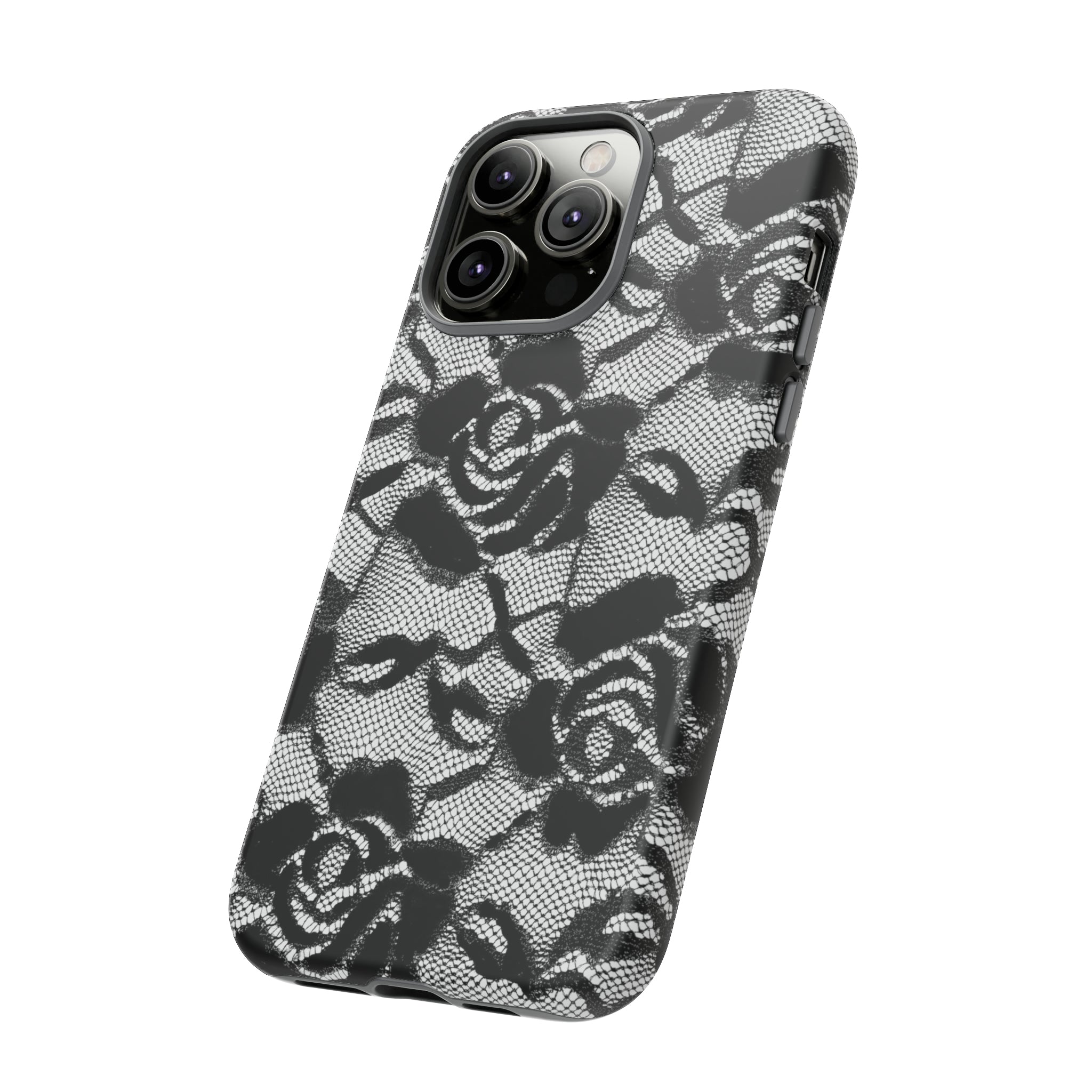 Black Rose Lace Gothic Flower - Protective Phone Case