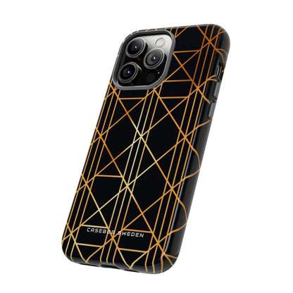 Golden Geometric Elegance iPhone 14 - Tough Phone Case