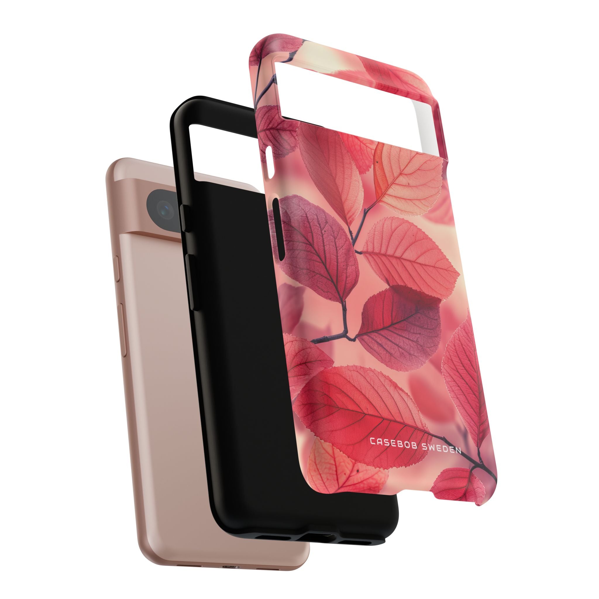 Elegant Pink Leaves Google Pixel 8 - Tough Phone Case