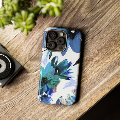 Blue Blossom Radiance iPhone 15 Pro Case - Tough
