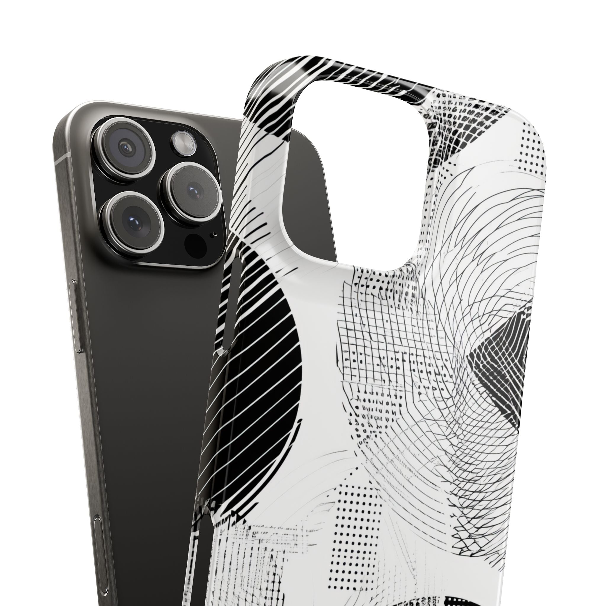 Geometric Monochrome Flow iPhone 16 - Slim Phone Case