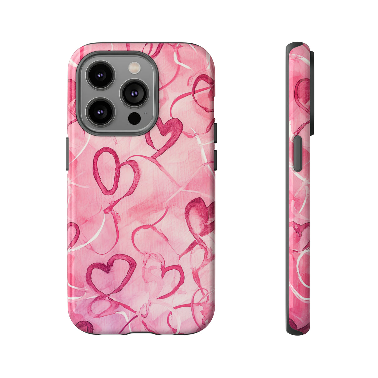 Intertwined Hearts & Cupid - Protective Phone Case