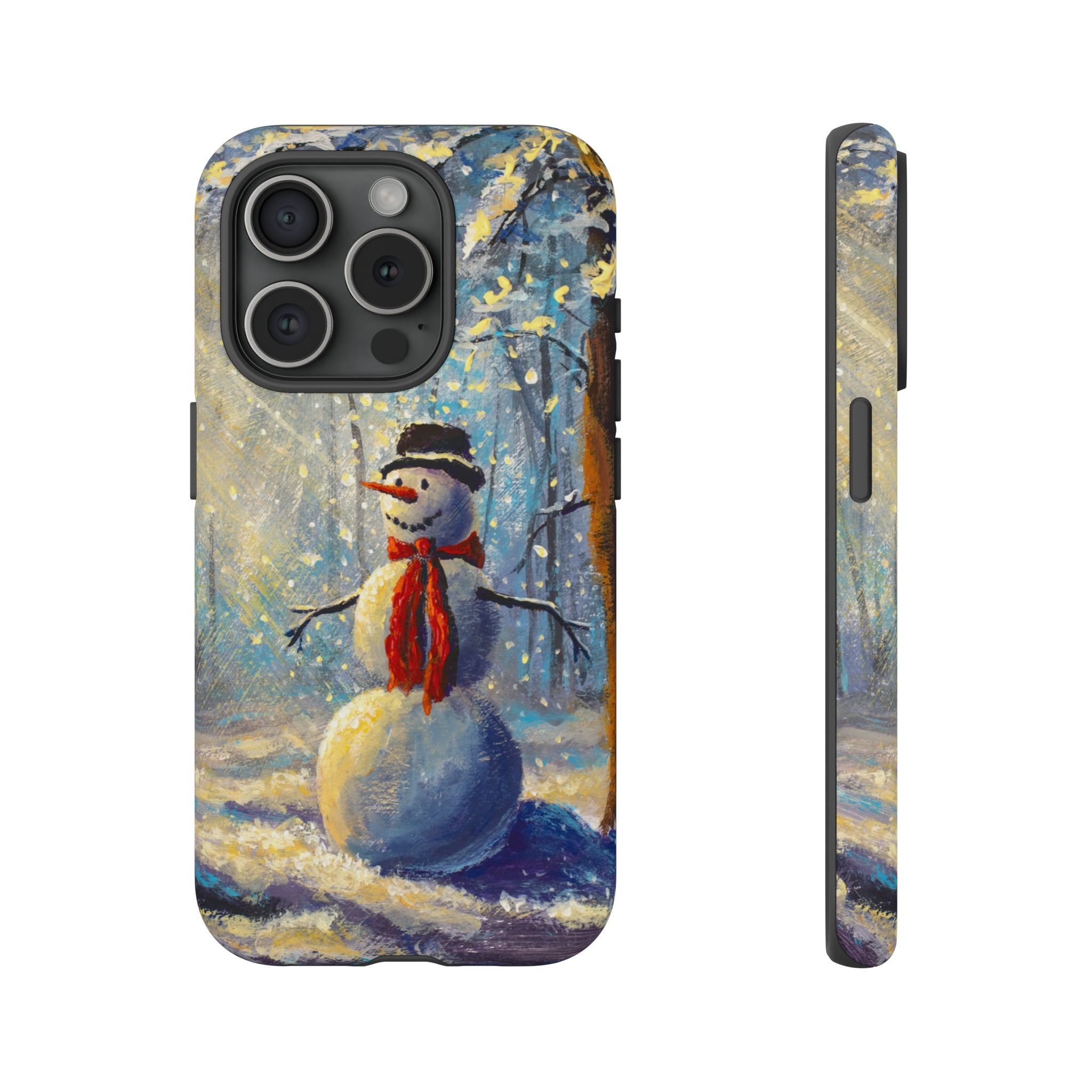 Oil painting - Happy Snowman - Protective Phone Case