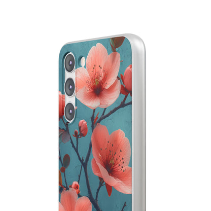 Teal Coral Blossom - Flexi Samsung S23 Phone Case