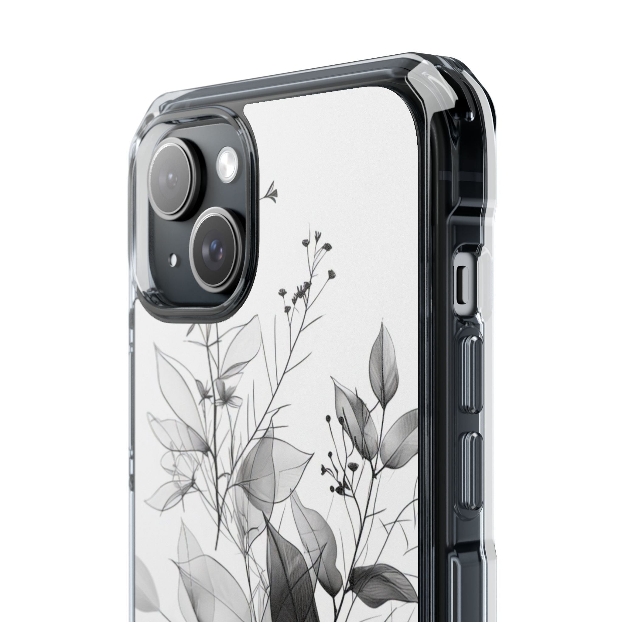 Veined Leaves Gray iPhone 15 Plus Case - Impact