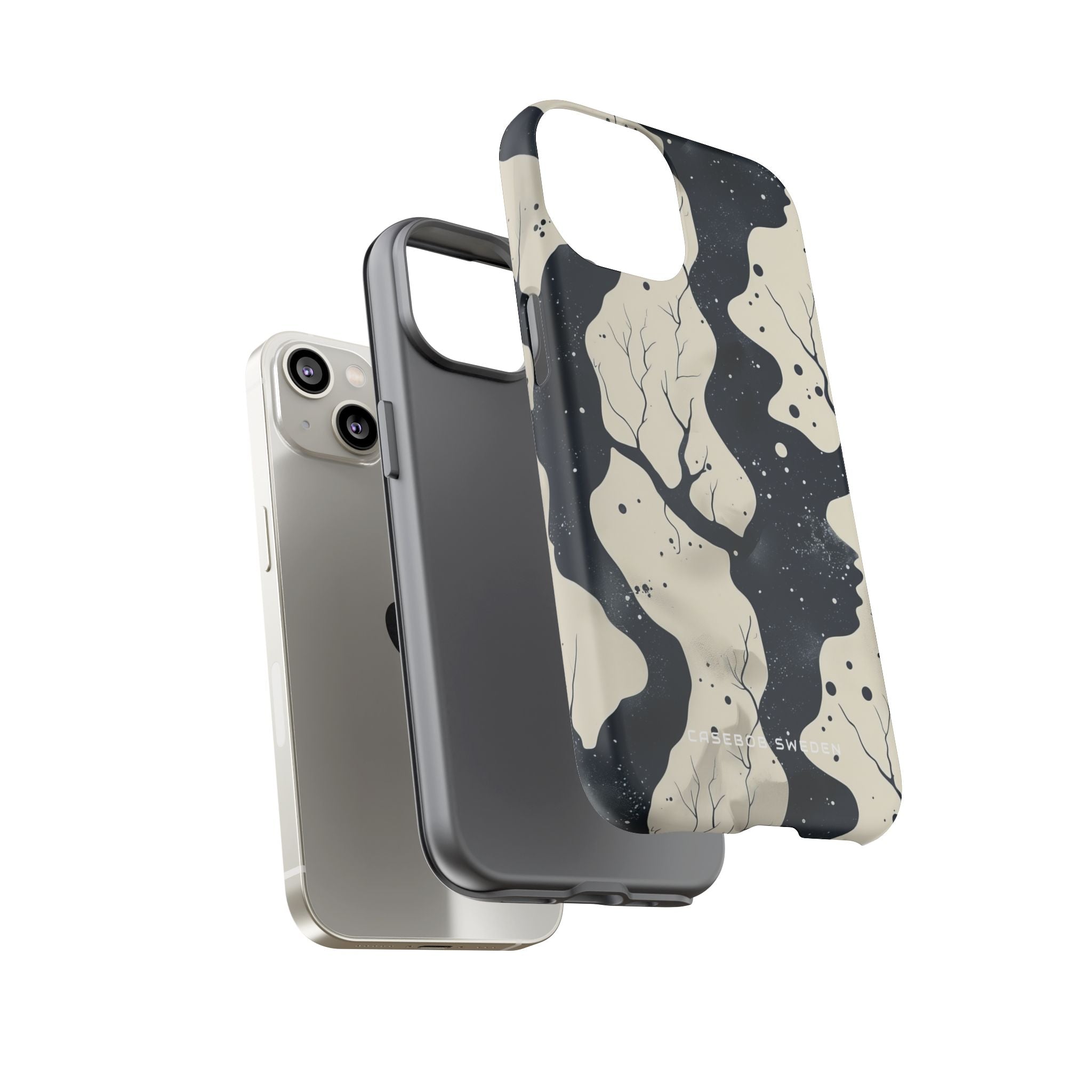 Organic Fluid Silhouettes with Cosmic Depth iPhone 14 - Tough Phone Case