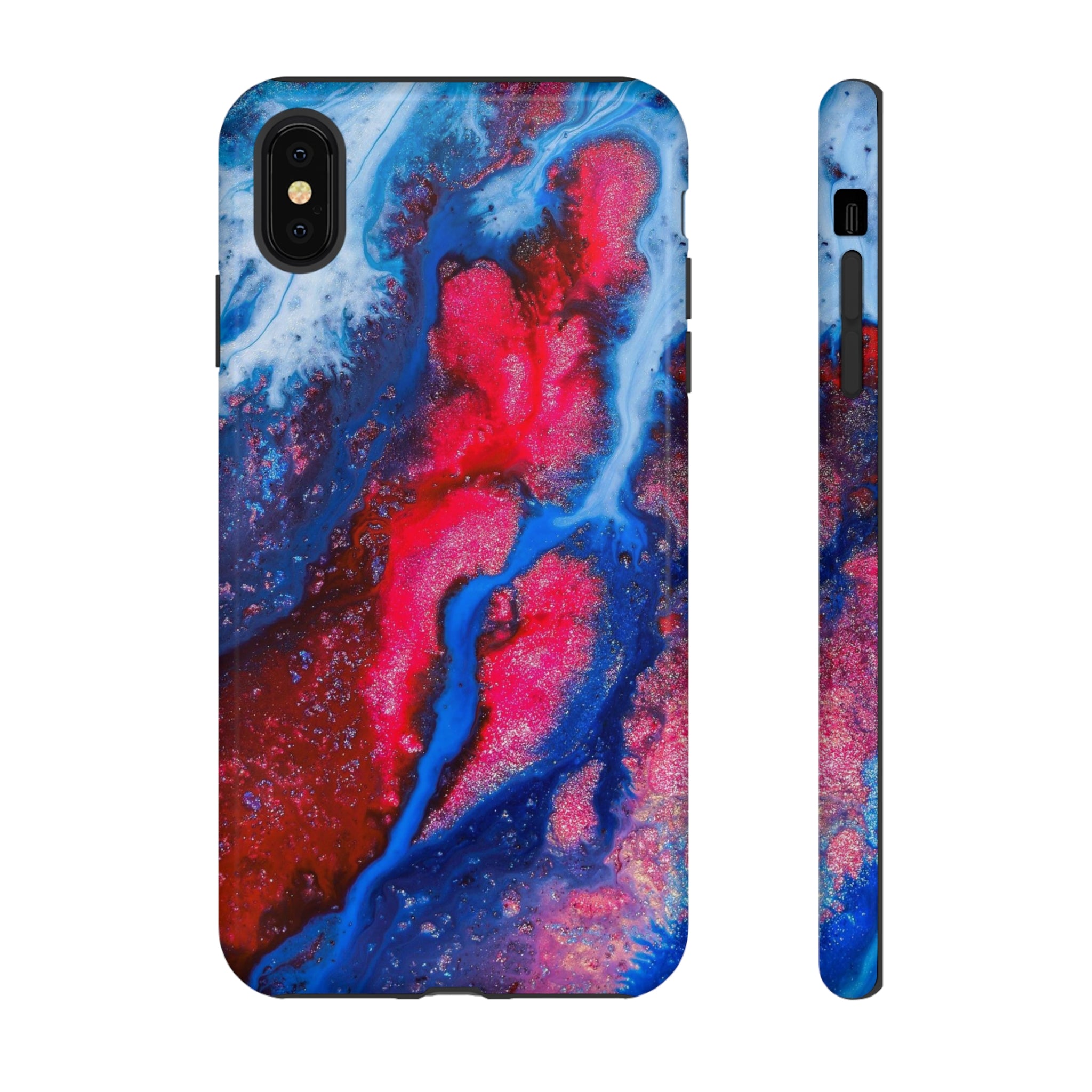 Red n Blue Ink Art iPhone Case (Protective) iPhone XS MAX Glossy Phone Case