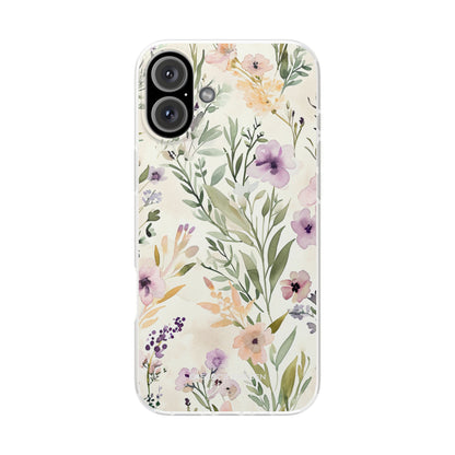 Soft Green Lavender Floral Pattern - Flexi iPhone 16 Phone Case