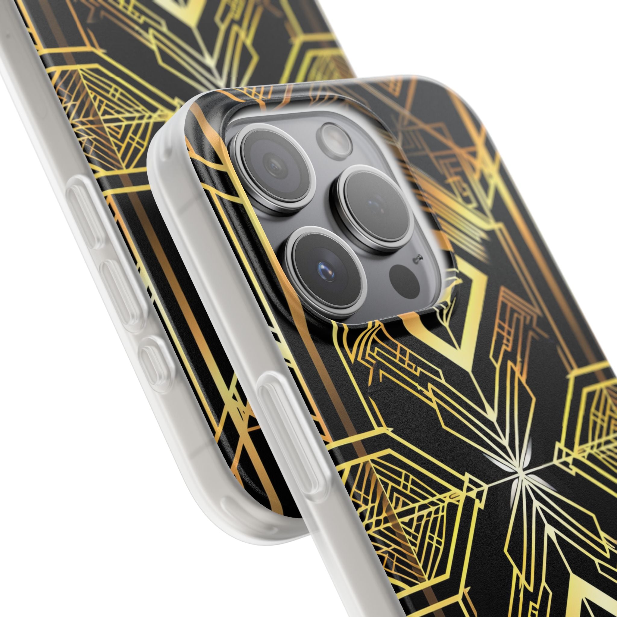 Golden Geometric Opulence iPhone 15 - Flexi Phone Case