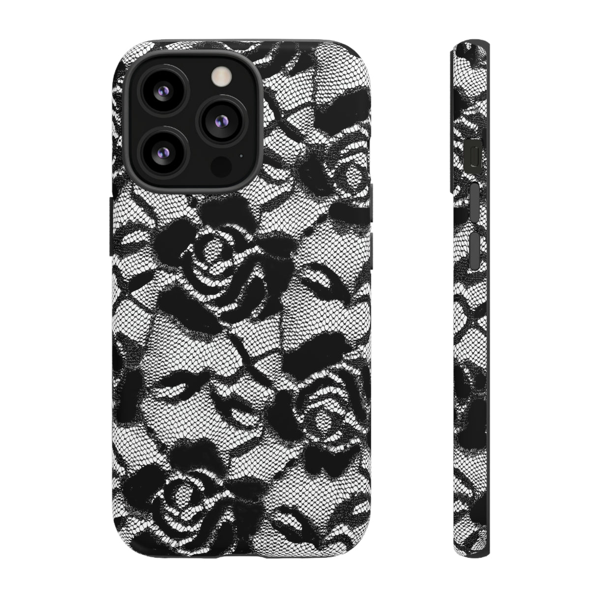 Black Rose Lace Gothic Flower - Protective Phone Case