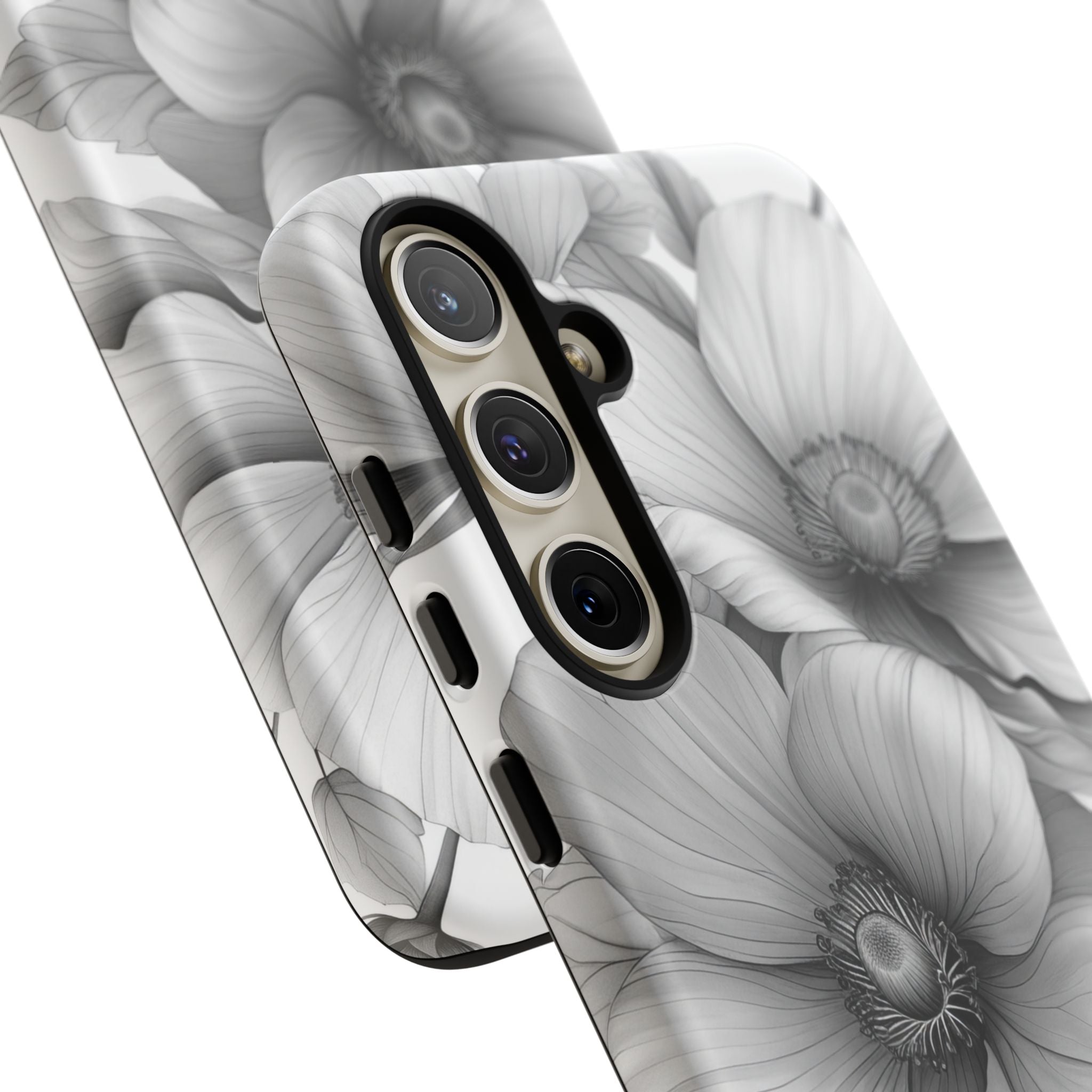 Botanical Elegance in Grayscale - For Samsung S24