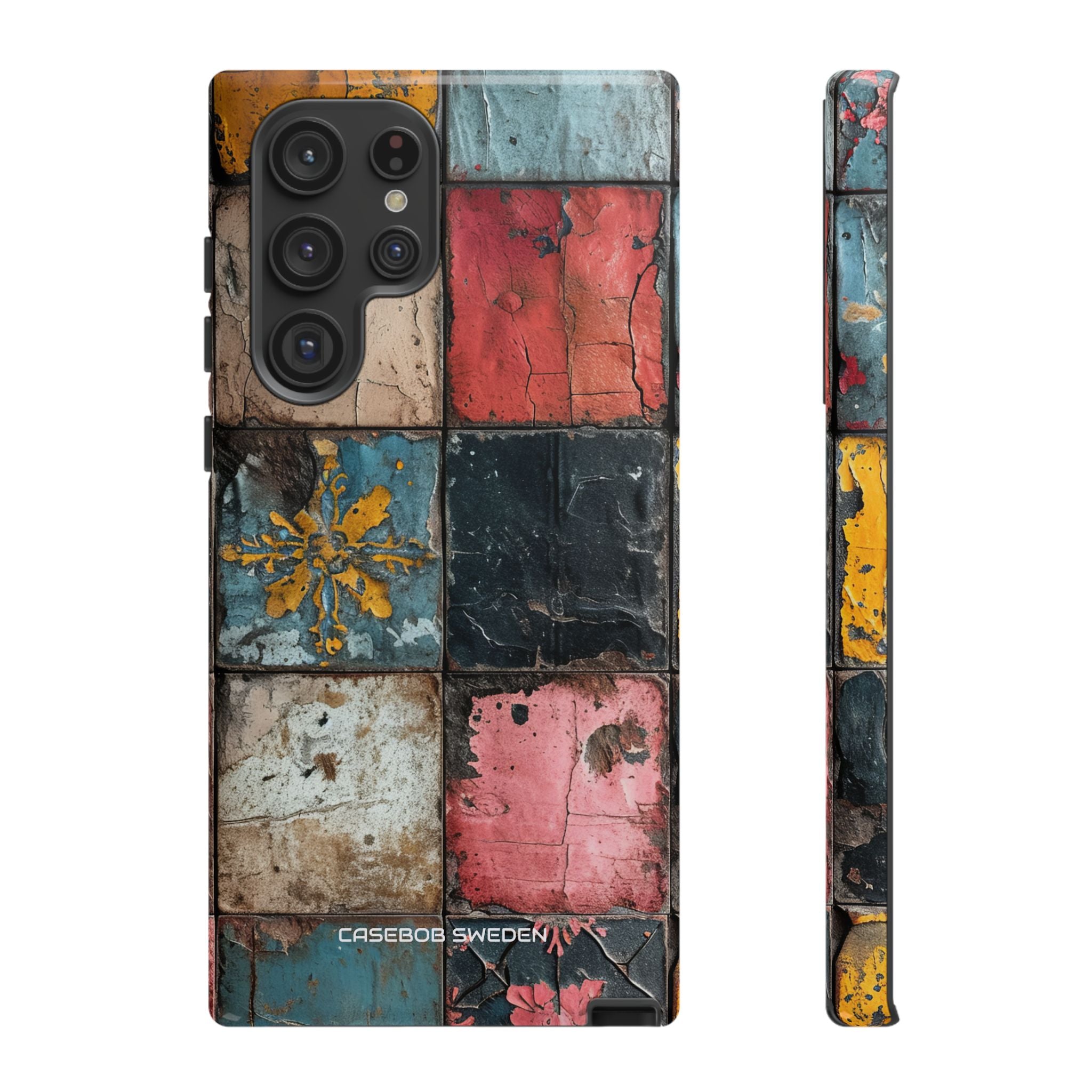 Rustic Red-Yellow Vintage Tiles - Tough Samsung S22 Phone Case