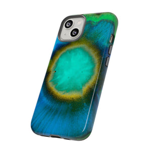 Neon Blue Ink Art iPhone Case (Protective) Phone Case