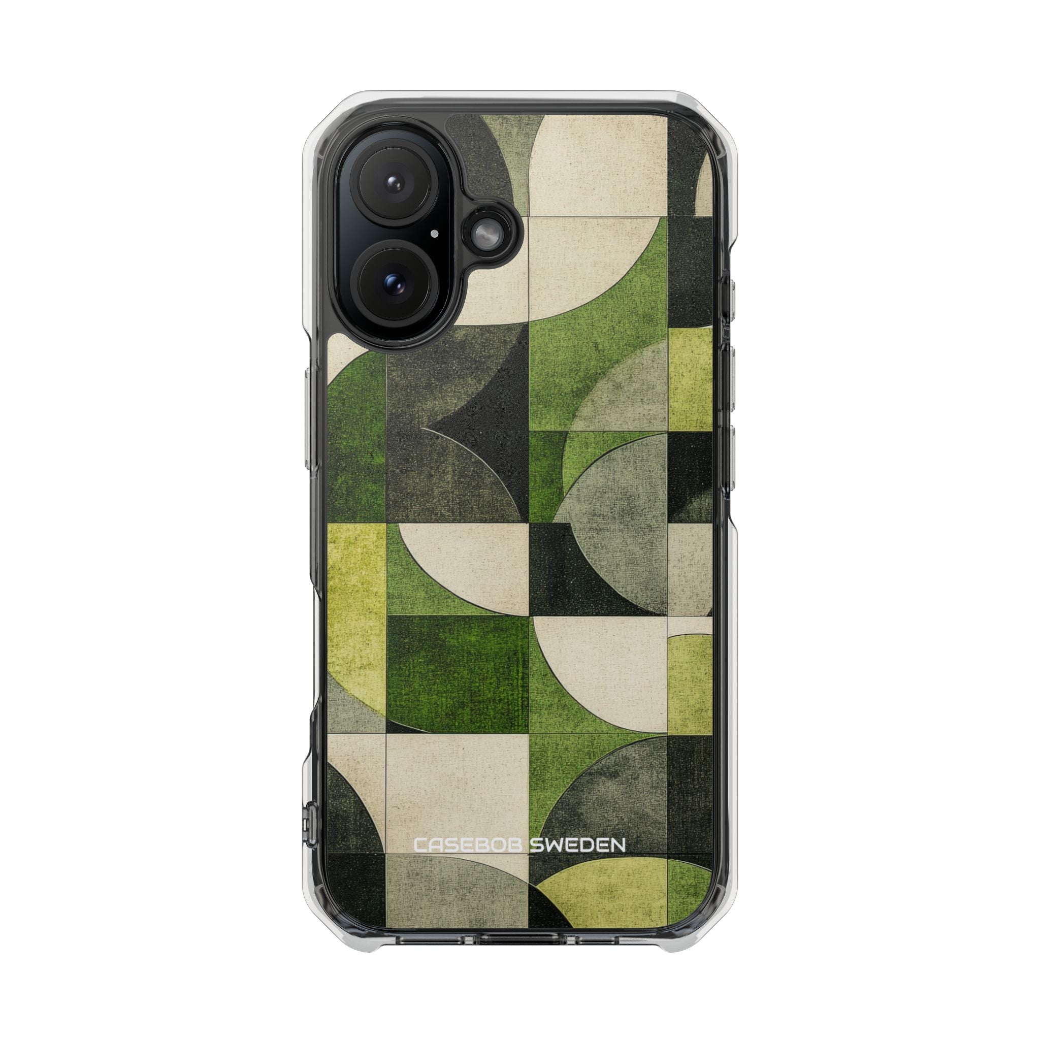 Green Geometric Harmony - Clear Impact iPhone 16 Phone Case