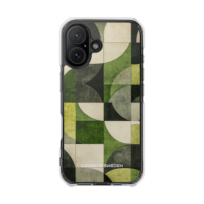 Green Geometric Harmony - Clear Impact iPhone 16 Phone Case