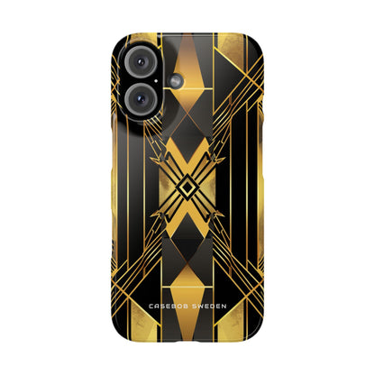 Golden Geometric Elegance iPhone 16 - Slim Phone Case