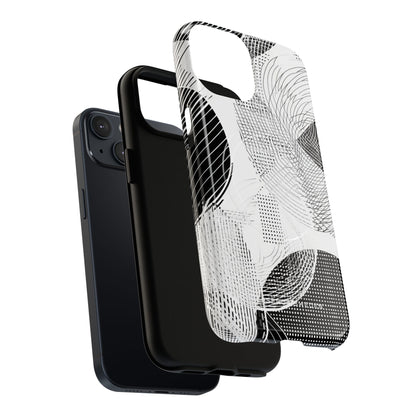 Geometric Monochrome Flow iPhone 14 | Tough+ Phone Case